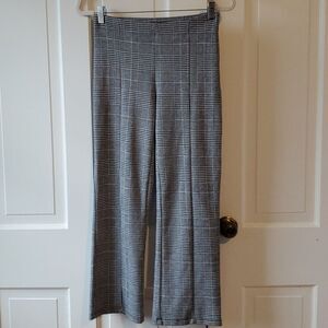 H&M GLEN PLAID KNIT STRAIGHT LEG HIGH RISE PANTS SZ SMALL CROPPED BLACK WHITE
